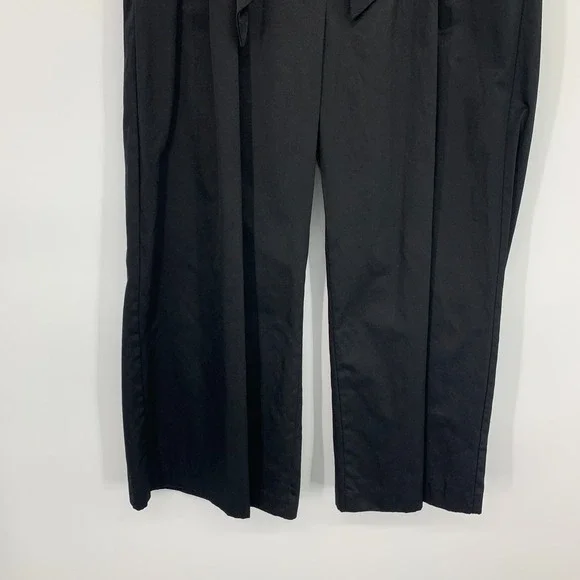 M&S Collection Pants Womens Size 6 US 10 UK Black Wide Leg Cropped Belted Waist - Picture 6 of 9